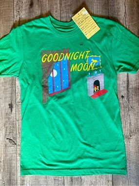 Goodnight Moon T-shirt - Brand New- Bright Green with classic book cover